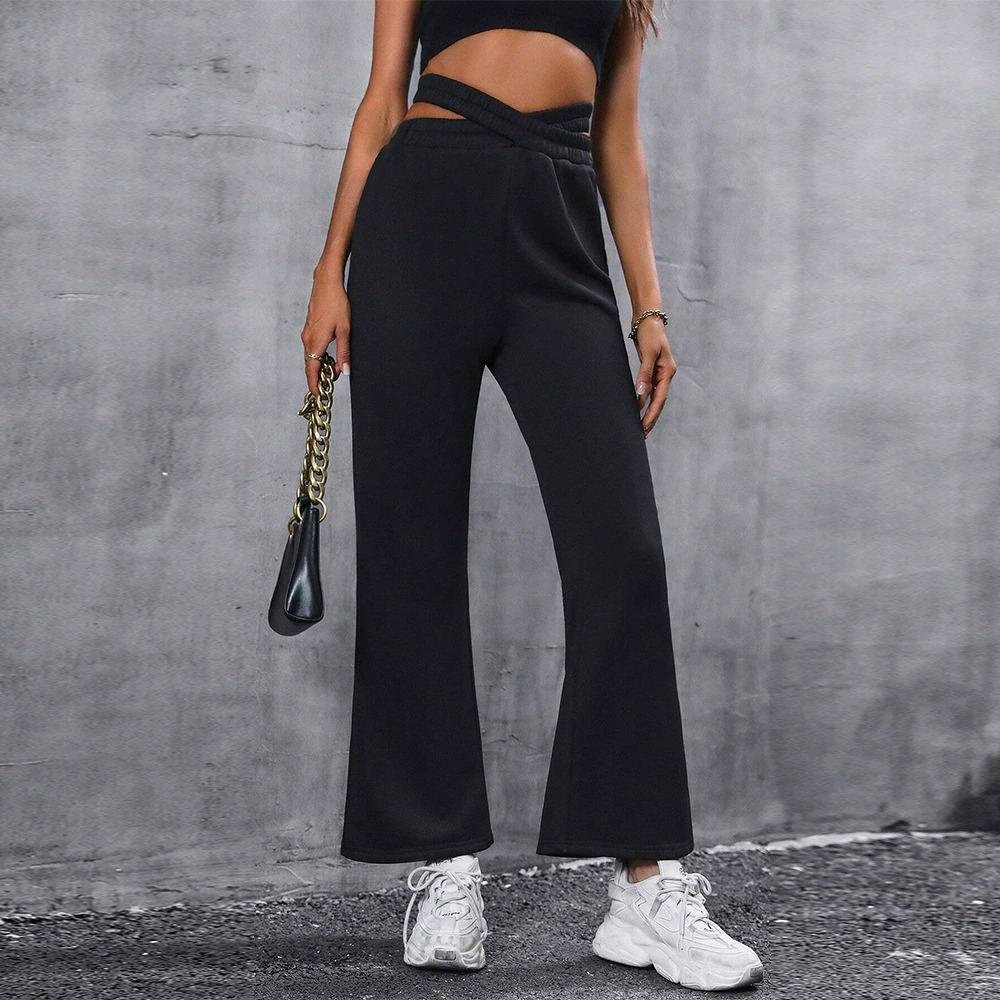 ZARA Fall Winter Athleisure Cutout Waistband Flared Sweatpants Versatile Pants